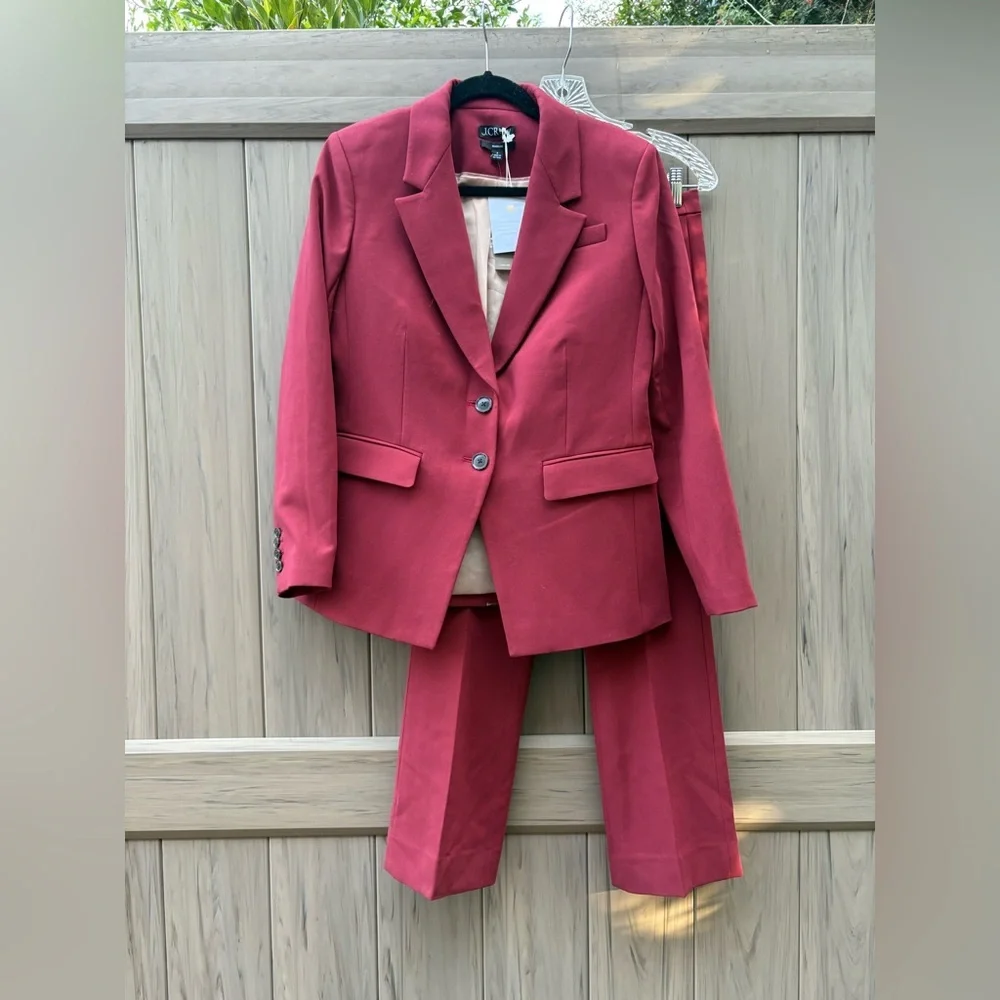 J. Crew Madelyn Blazer + Kaya Pants Crimson Bloom New with Tags!